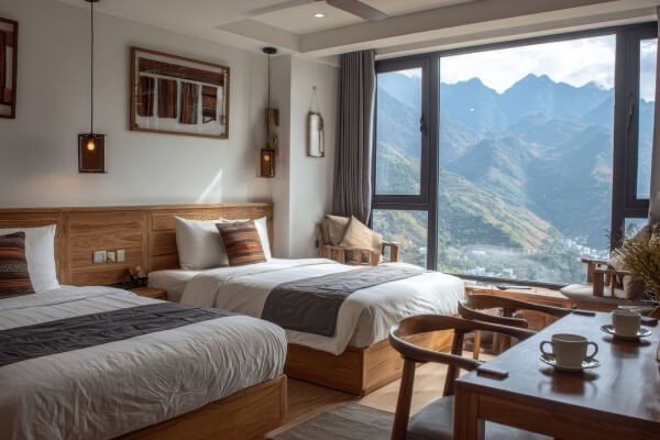 hotel room interior showing common areas where hidden cameras are often concealed