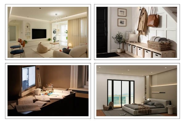 Indoor WiFi camera installed in a living room without wiring