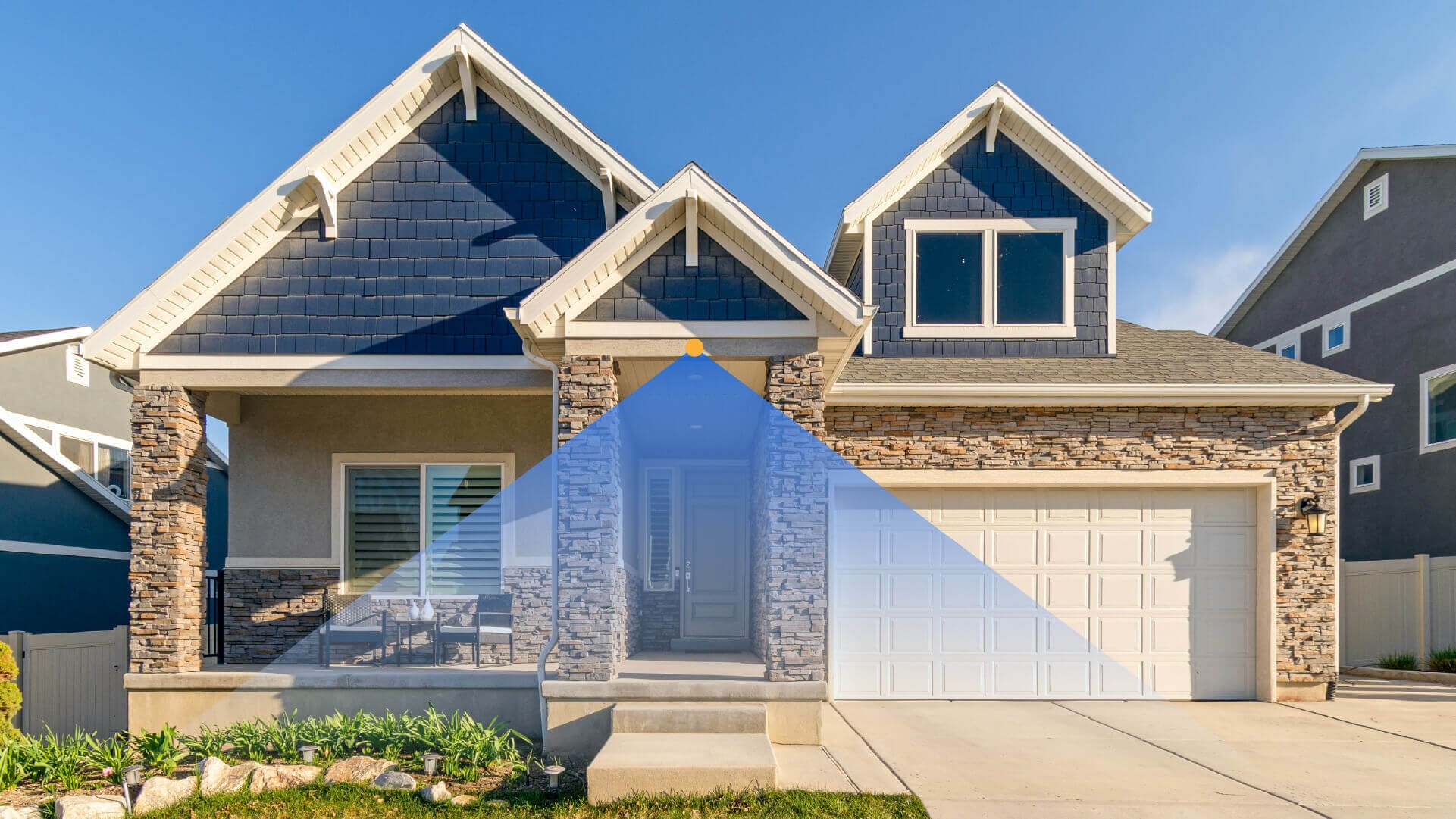 Recommended placement of security cameras near front doors and entry points for maximum coverage.