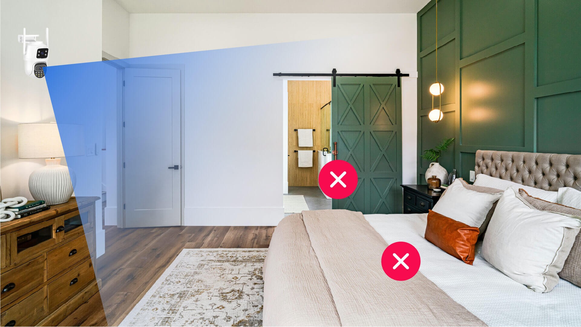 Areas where security cameras should not be installed to respect privacy and legal regulations