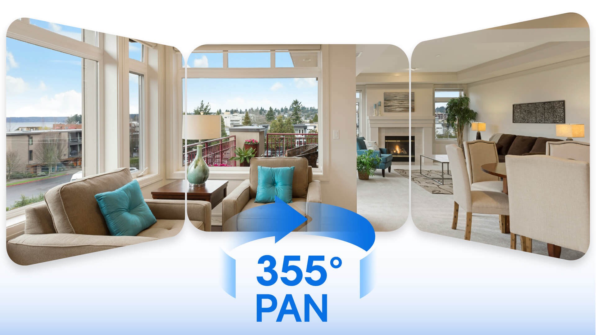 Key features of a security camera such as 2MP/3MP resolution, 360° pan & tilt, and night vision.