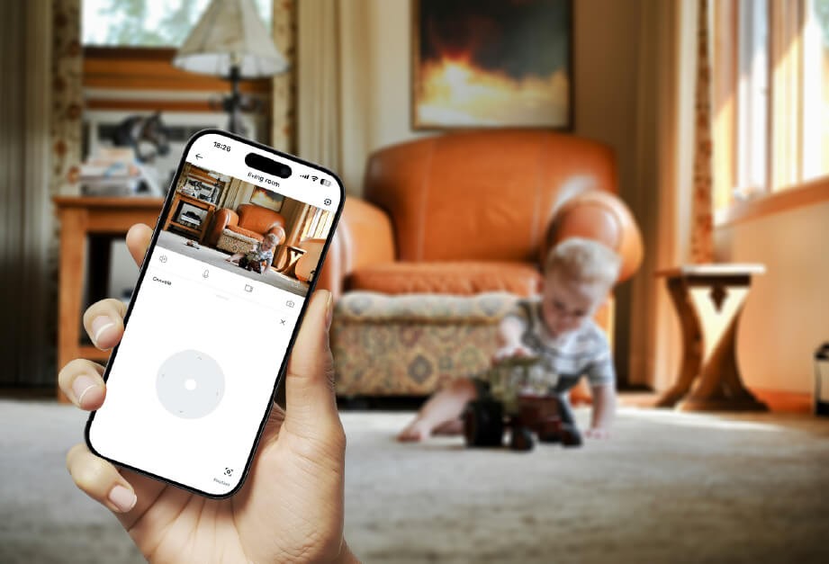 indoor wireless home security camera with cloud storage app view