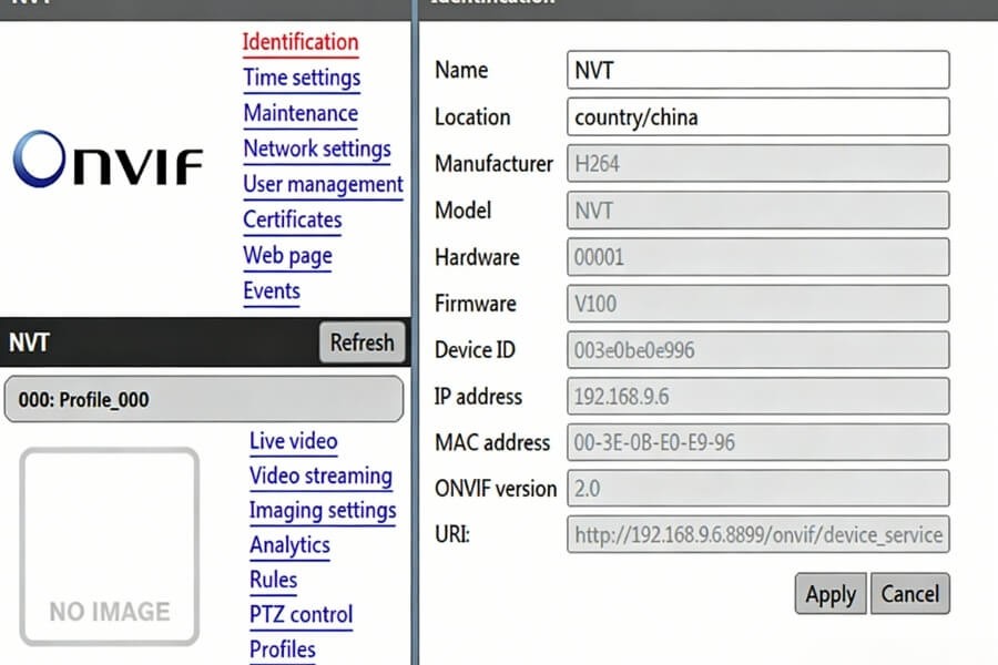 Checking ONVIF support using ONVIF Device Manager