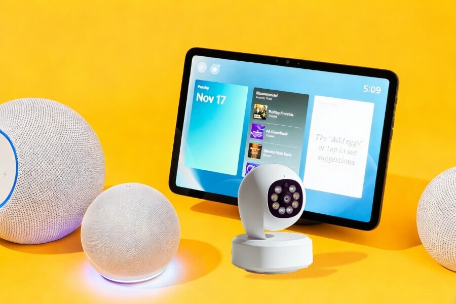 Google Home and Amazon Alexa smart speakers for controlling security cameras and other smart devices