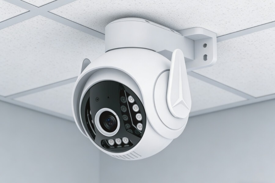 360-degree security camera providing full room surveillance coverage
