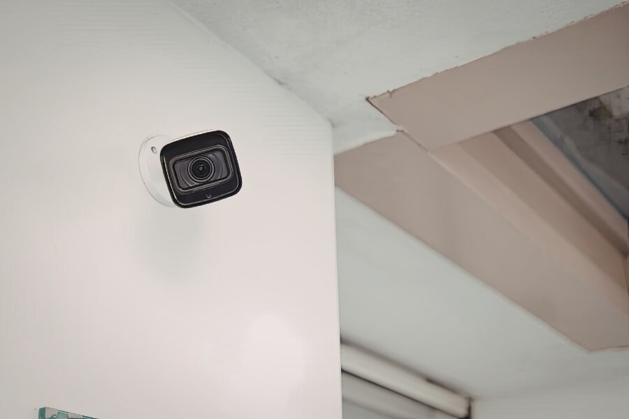 indoor starlight security camera monitoring a living room at night