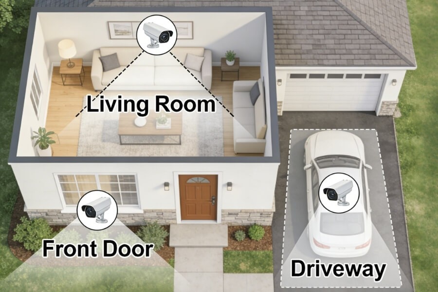 security camera lens selection based on monitoring area and distance