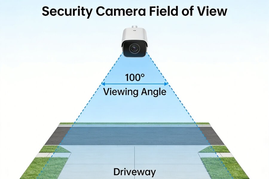 single security camera field of view coverage 100 degree angle